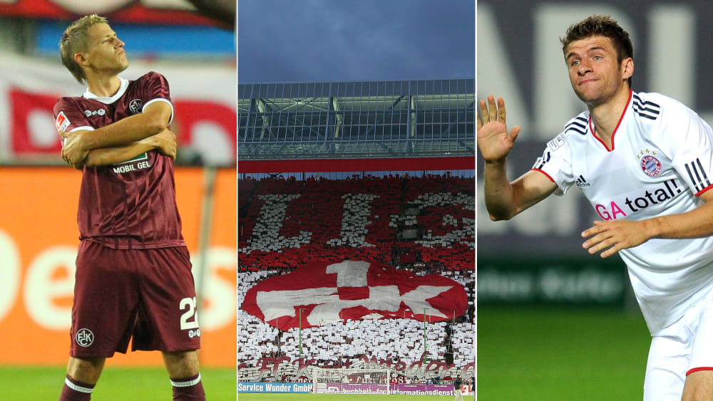 Ivo Ilicevic (li.) war der Mann des Abends, als der 1. FC Kaiserslautern Thomas M&#252;ller (re.) und den FC Bayern im August 2010 bezwang.