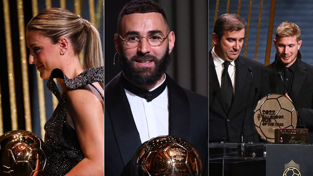 Umstrittene und unumstrittene Preisträger: Alexia Putellas, Karim Benzema, Manchester City (v. li.).