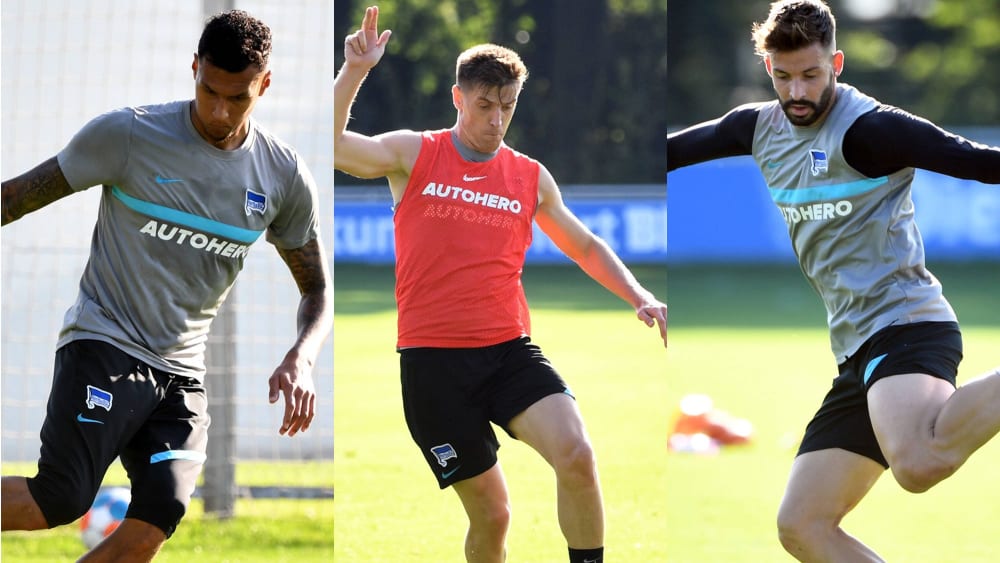 Kehrten am Dienstag ins Training von Hertha BSC zurück: Davie Selke, Krzysztof Piatek und Marvin Plattenhardt (v.l.n.r.).