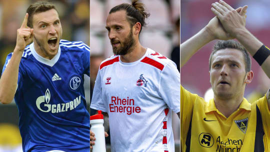 Immer noch mit Energie unterwegs: Marco Höger im Trikot seines aktuellen Klubs 1. FC Köln II sowie als früherer Schalker und Aachner Profi .