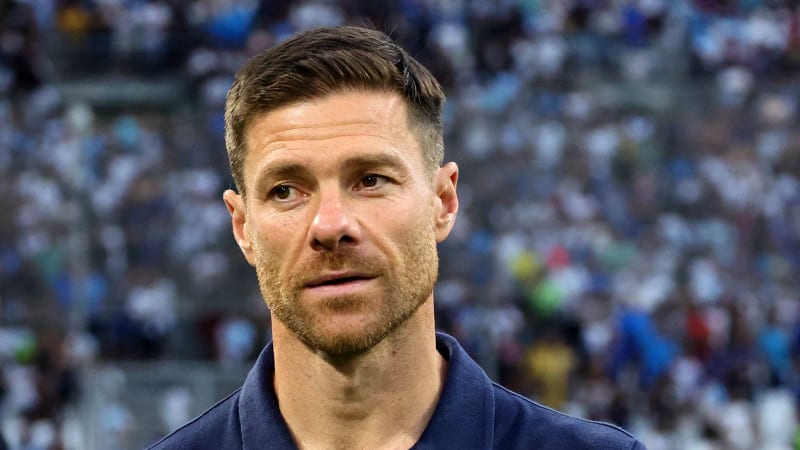Bayer Leverkusen's Spanish coach Xabi Alonso attends the pre-season friendly football match between Olympique Marseille (OM) and Bayer Leverkusen at the Stade Velodrome in Marseille, southern France on August 2, 2023. (Photo by CLEMENT MAHOUDEAU / AFP) (Photo by CLEMENT MAHOUDEAU/AFP via Getty Images)