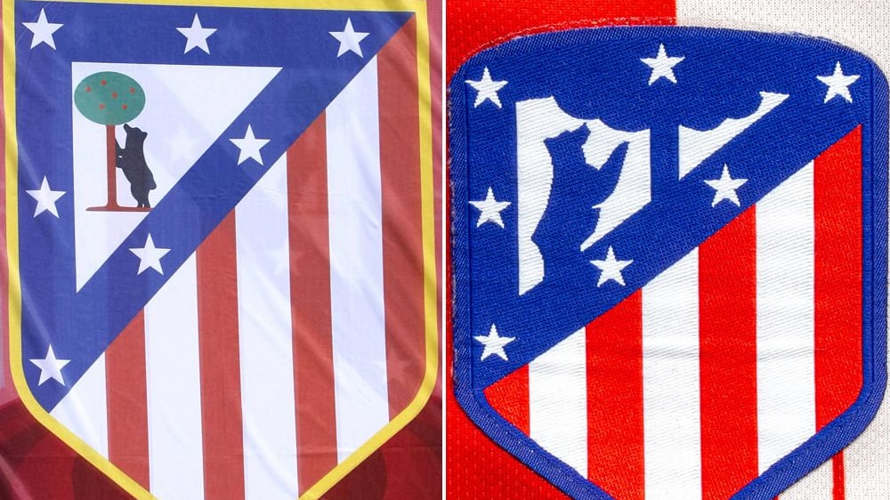 Das rechte Logo ist bald nicht mehr zu sehen: Atleticos Wappen hat sich vor einigen Jahren leicht verändert.