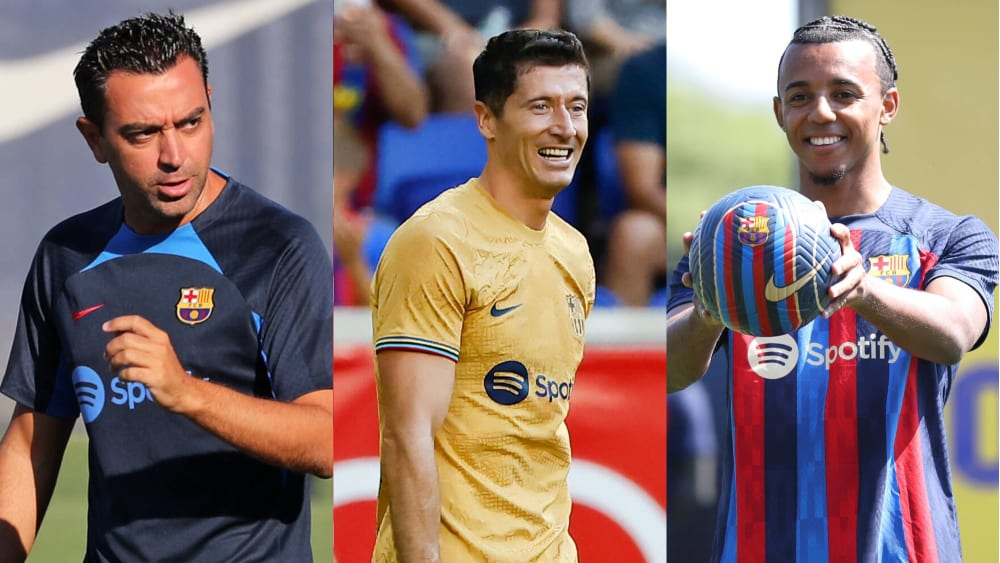 Stehen Barça um Xavi, Robert Lewandowski und Jules Koundé (v. li.) wirklich goldene Zeiten bevor?