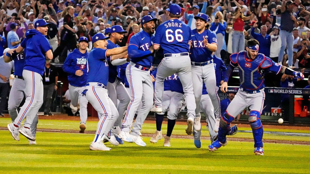 Finaler Jubel, erster Triumph: Die Texas Rangers gewinnen die World Series.