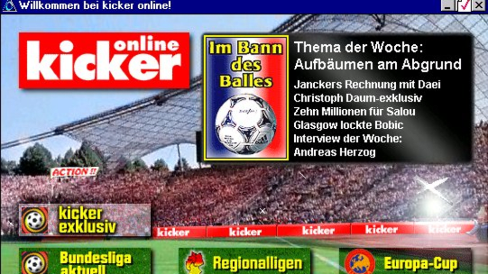 "Im Bann des Balles": kicker.de ist 1997 erstmals erreichbar.