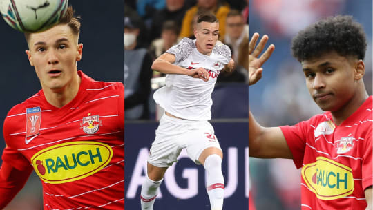 Sprungbrett Salzburg? Benjamin Sesko, Luka Sucic und Karim Adeyemi (v.li.).