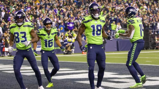 Seattles neue Boyband: Die Seahawks-Receiver zelebrierten den Touchdown mit einem Tanz.