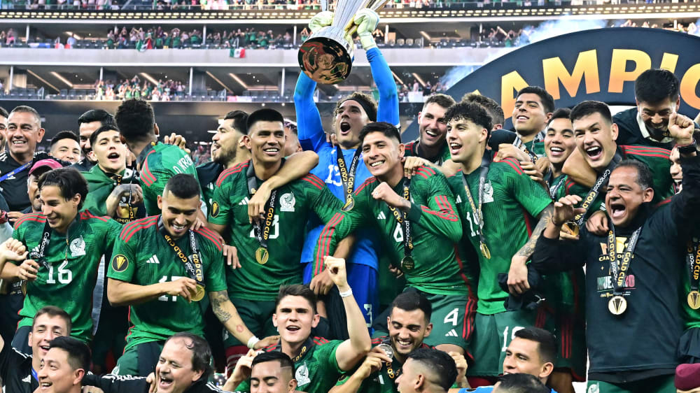 Feierten den Gewinn des Gold Cups: Die mexikanischen Spieler.&nbsp;
