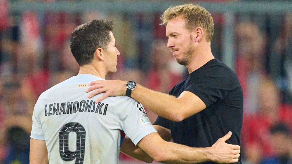 Trennen sich die Wege nach der Champions-League-Gruppenphase? Julian Nagelsmann mit seinem Ex-Stürmer Robert Lewandowski.