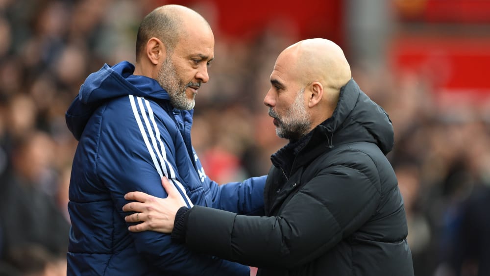 Lobte Nuno Espirito Santo (li.) und Nottingham Forest in den höchsten Tönen: Pep Guardiola.