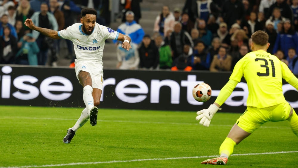 Erzielte seinen 31. Treffer in der Europa League: Marseilles Angreifer Pierre-Emerick Aubameyang.