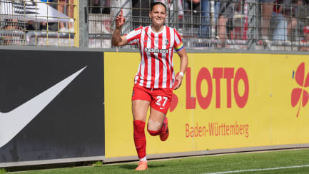 Jubel über Eileen Campbells Tor zum 2:1: Da wirkte Giovanna Hoffmann noch gegen RB Leipzig mit.