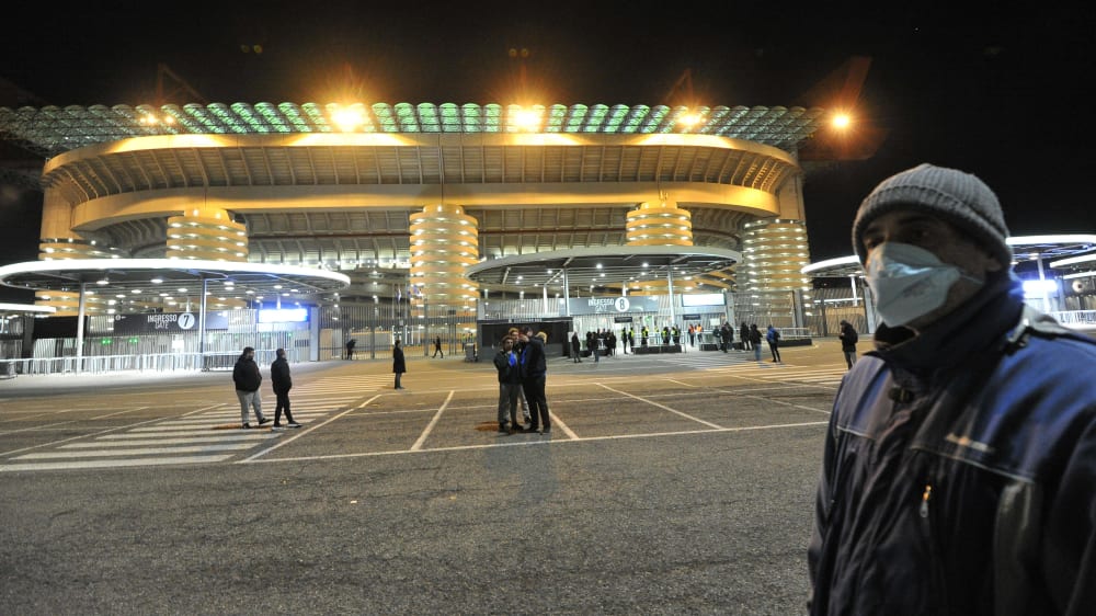 Das leere Giuseppe-Meazza-Stadion bei der Zwischenrunden-Partie der Europa League zwischen Inter Mailand und Ludogorez Rasgrad.