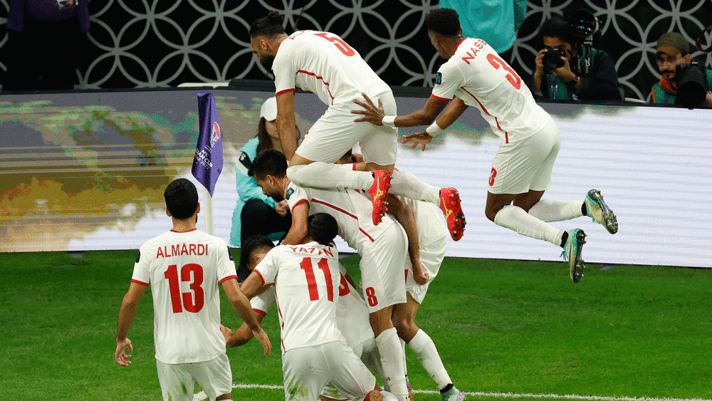 Da gab es endgültig kein Halten mehr: Jordanien bejubelt den zweiten Treffer gegen Südkorea.