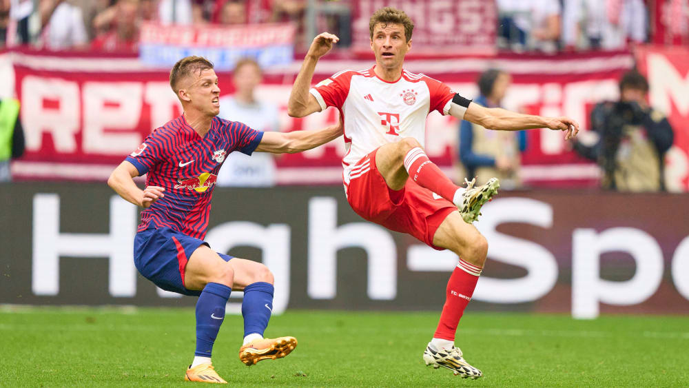 Schnelles Wiedersehen im DFL-Supercup 2023: Thomas Müller (re.) und Dani Olmo.
