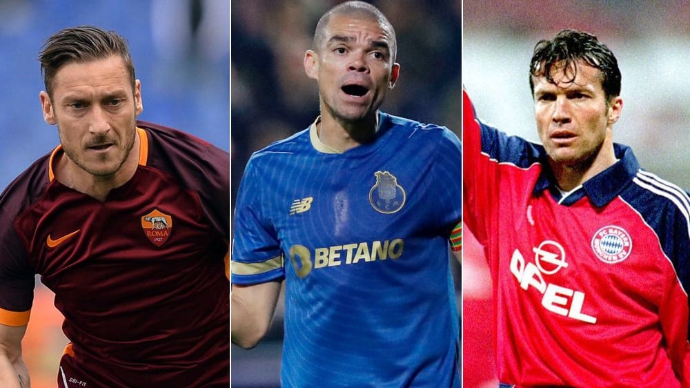 Francesco Totti, Pepe und Lothar Matthäus (v. l.) gehören zu den ältesten jemals eingesetzten Spielern in der Königsklasse.