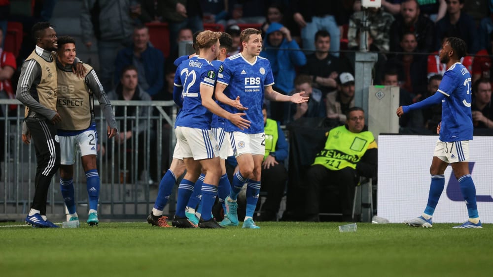 2:1 nach 0:1: Leicester-Spieler beim Torjubel.