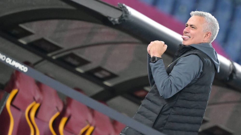 Zunge raus: José Mourinho hat die Roma in die Europa League geführt - und ins Finale der Conference League.