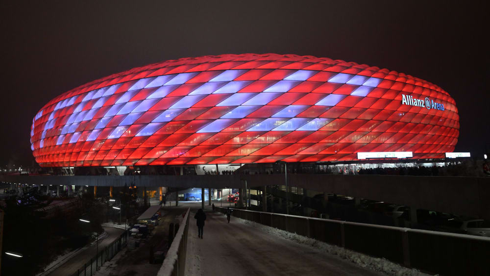 MUNICH, GERMANY - JANUARY 12: A general view outside the stadium prior to the Bundesliga match between FC Bayern München and TSG Hoffenheim at Allianz Arena on January 12, 2024 in Munich, Germany. (Photo by Sebastian Widmann/Getty Images)