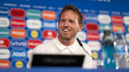 STUTTGART, GERMANY - JUNE 18: Julian Nagelsmann, Head coach of Germany attends the press conference before Group A match between Germany and Hungary at Stuttgart Arena on June 18, 2024 in Stuttgart, Germany. (Photo by Christian Kaspar-Bartke - UEFA/UEFA via Getty Images)