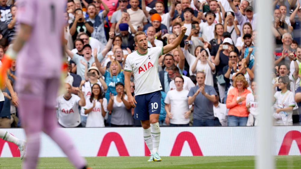 Er durfte sich nach seinem Rekordtor ausgiebig feiern lassen: Harry Kane.