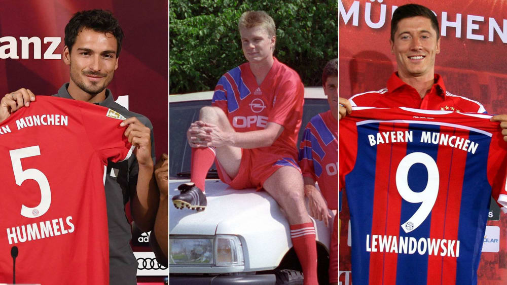 Von Dortmund zu Bayern: Mats Hummels 2016, Thomas Helmer 1992 und Robert Lewandowski 2014 (v.li.).