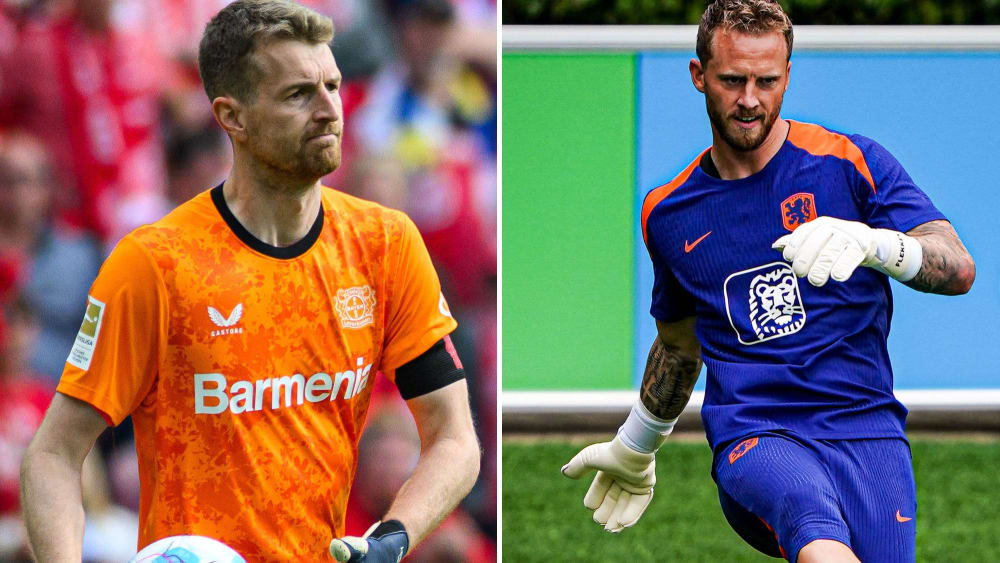 Mit Lukas Hradecky (l.) und Mark Flekken treffen am Samstag in Helsinki die bisherige und die eingeplante Nummer 1 von Bayer 04 aufeinander.
