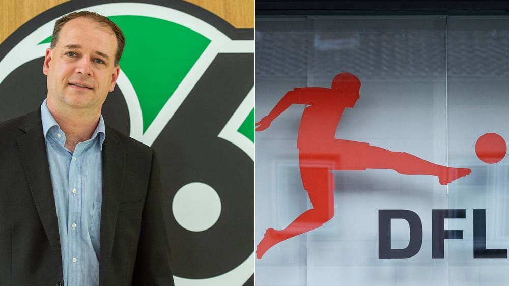 Sebastian Kramer (Bild von 2019), der Vorstandsvorsitzende des Stammvereins von Hannover 96, und das Logo der DFL.