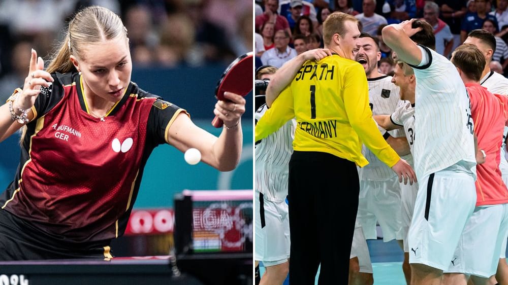 Annett Kaufmann (li.) und die deutschen Tischtennis-Frauen zogen wie die deutschen Handballer ins Halbfinale ein.