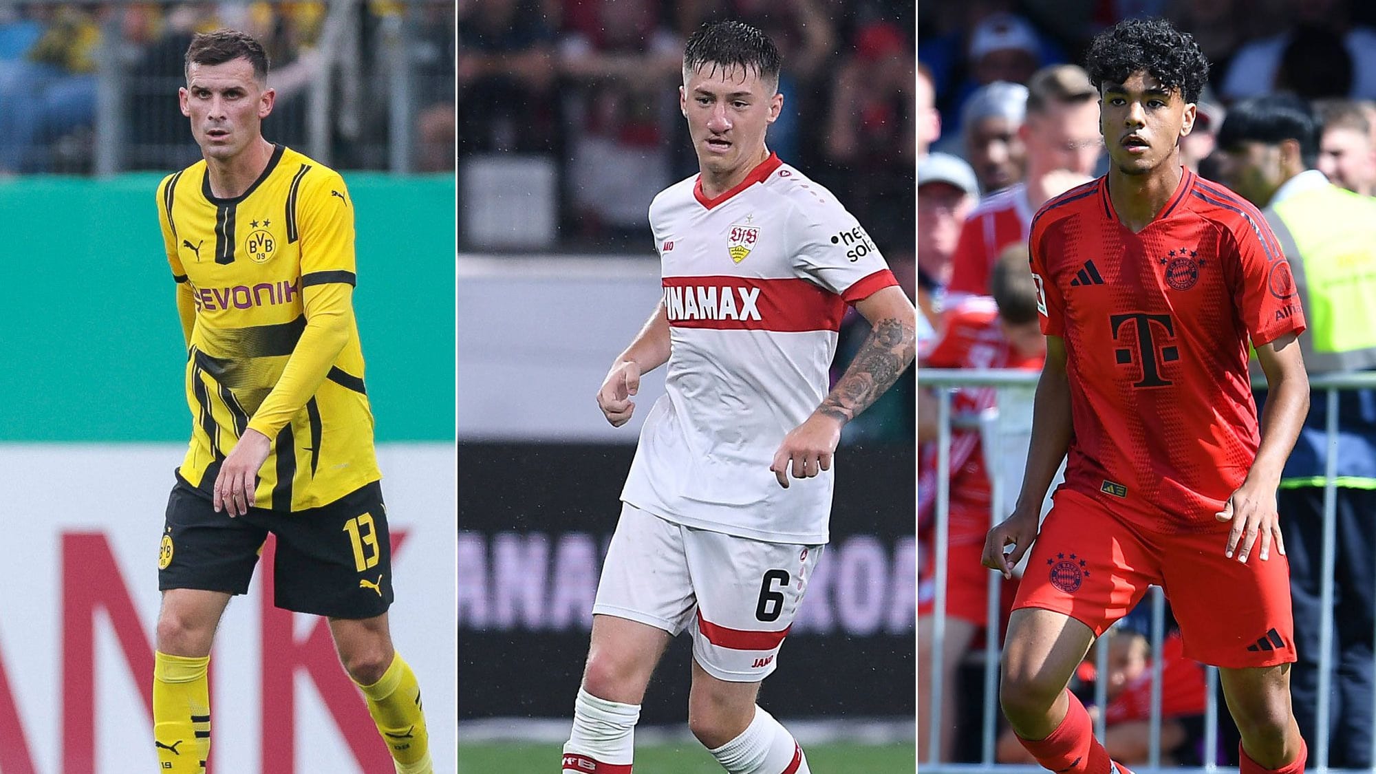 Pascal Groß, Angelo Stiller, Adam Aznou (v. li.)