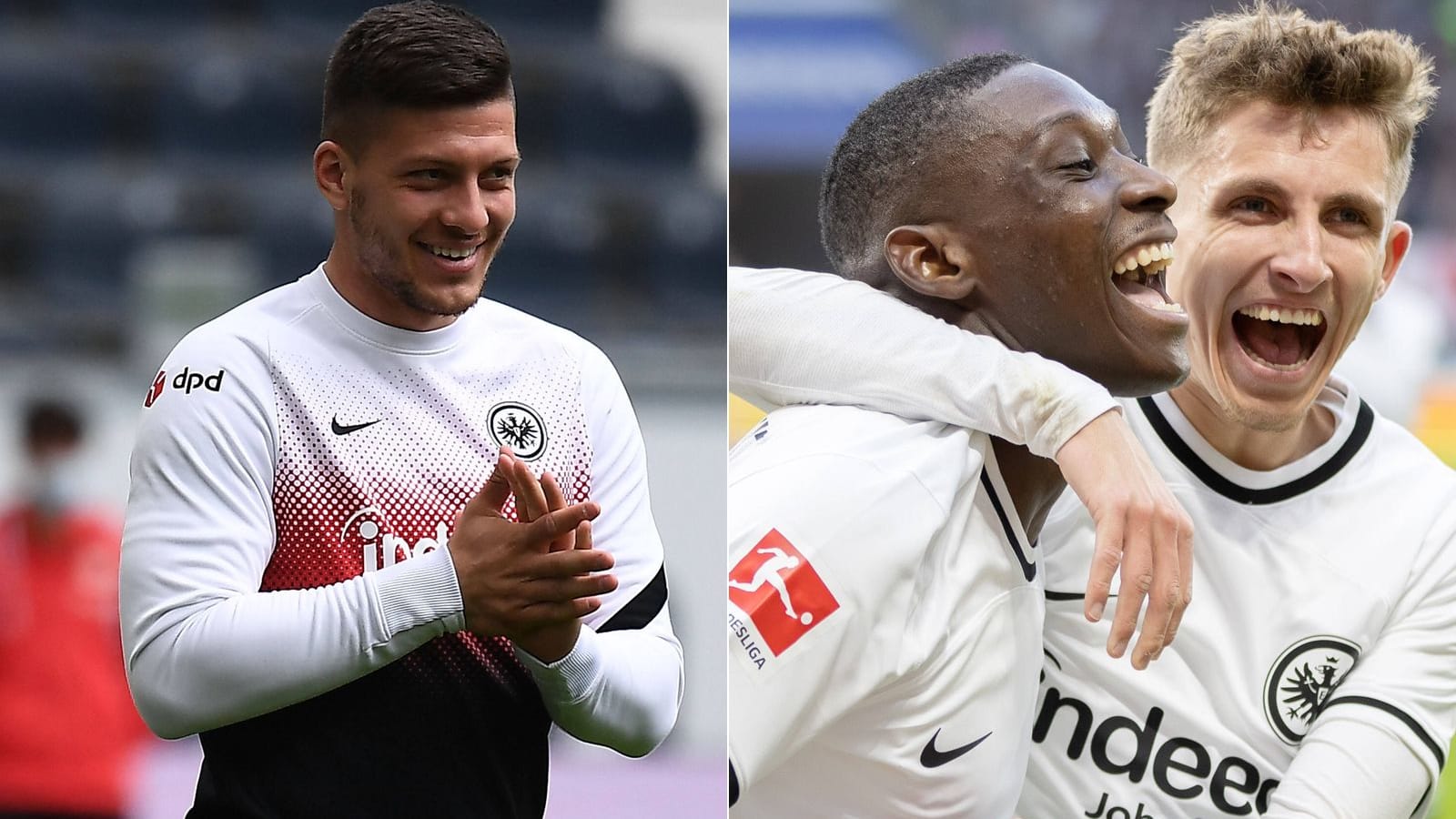 Luka Jovic (li), Jesper Lindström (re.) und Randal Kolo Muani