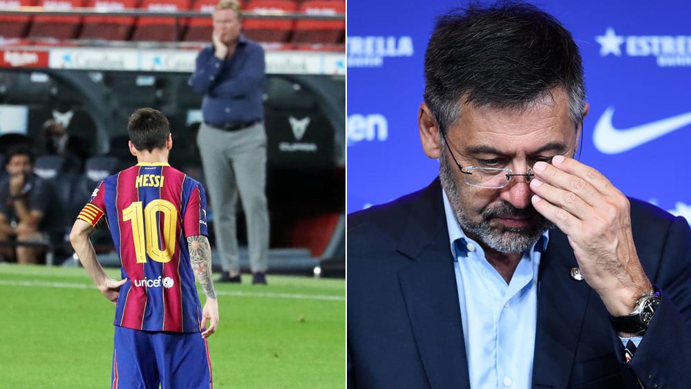 Blick ins Ungewisse: Lionel Messi, Ronald Koeman und Josep Bartomeu.