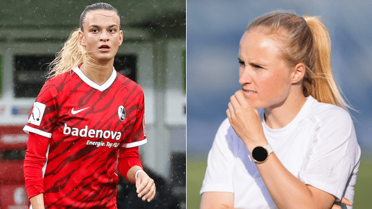 Jung und mit vielversprechenden Aussichten: Mittelfeld-Talent Riola Xhemaili (19) und Cheftrainerin Theresa Merk (32).