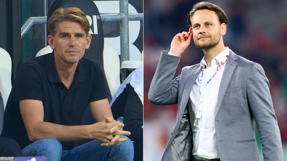 Man kennt sich, man schätzt sich: Bayern-Sportdirektor Christoph Freund (li.) und der begehrte Christopher Vivell.