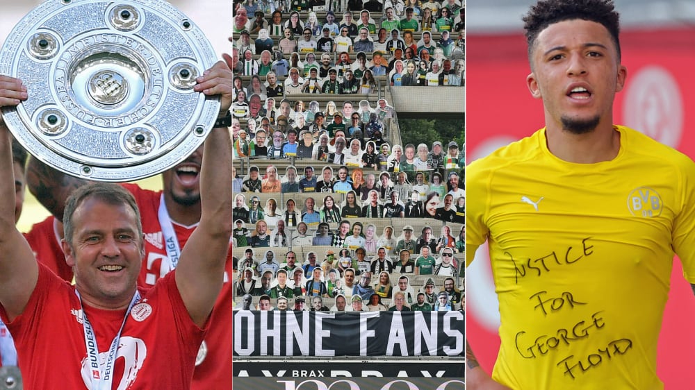 Hansi Flick brachte die Bayern auf Meisterkurs, die Liga sah sich ab Mitte M&#228;rz mit der Corona-Pandemie konfrontiert und Dortmunds Jadon Sancho setzte ein wichtiges Zeichen gegen Rassismus.