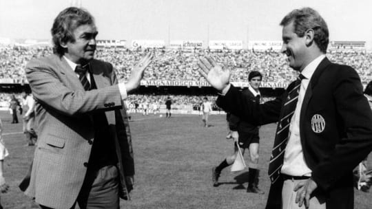 Zwei Giganten der Trainerzunft: Ernst Happel (li.) und Giovanni Trapattoni.