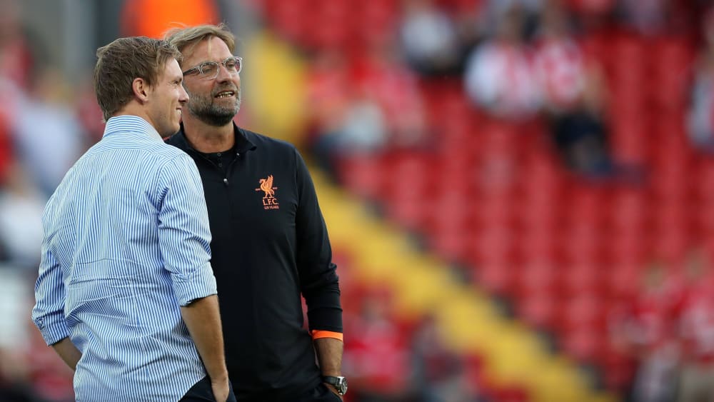 Trafen als Trainer schon mehrmals aufeinander: Jürgen Klopp (re.) und Julian Nagelsmann.