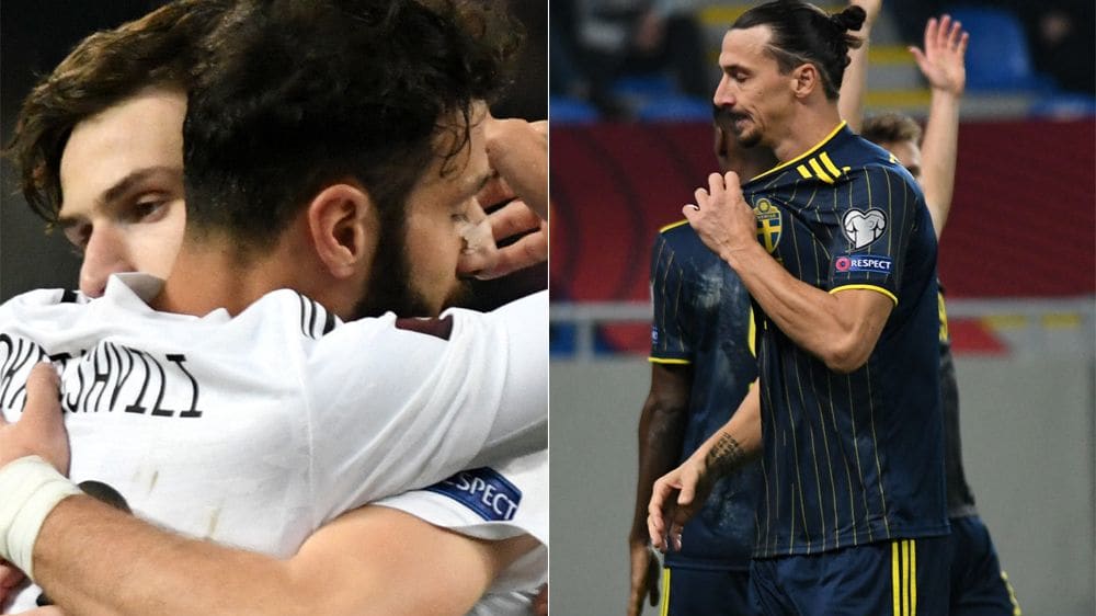 Unterschiedliche Gefühlswelten:&nbsp;Georgien jubelt, Zlatan Ibrahimovic hadert.