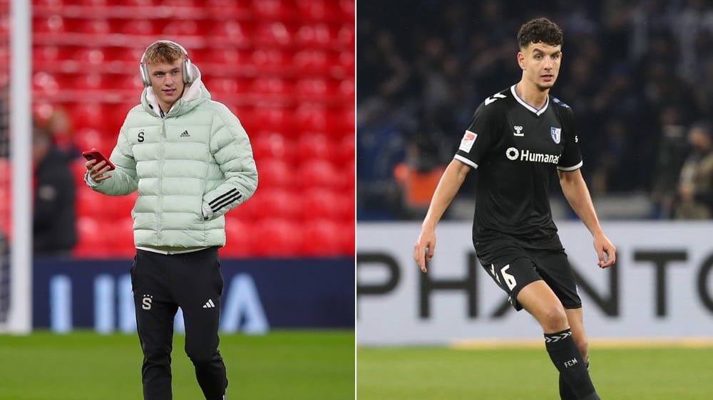Zwei Neuzugänge für den Hamburger SV: Adam Karabec (li.) und Daniel Elfadli wechseln in die Hansestadt.
