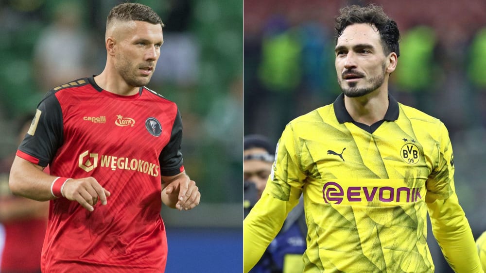 Startschuss für ihre "Baller League": Lukas Podolski und Mats Hummels.