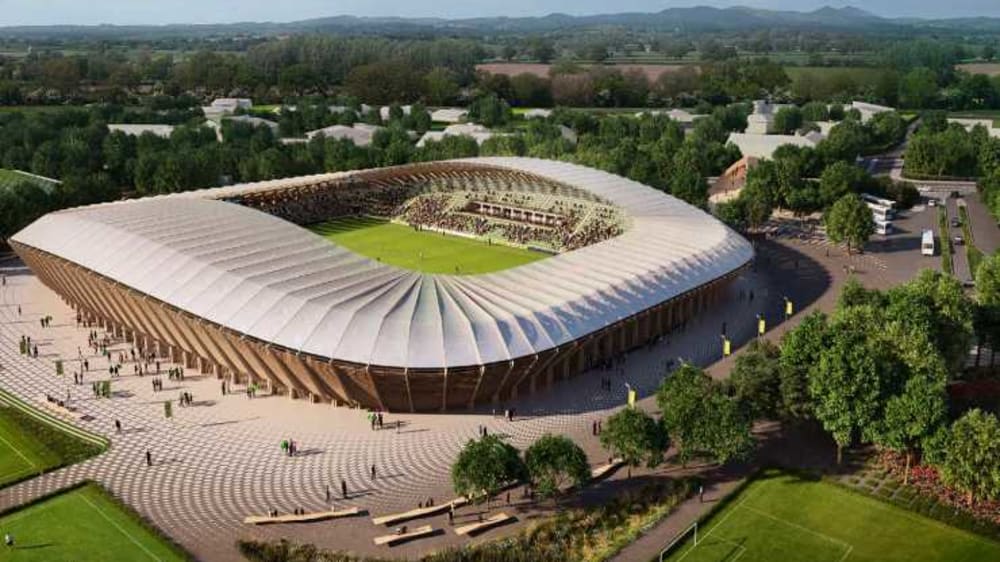 Komplett aus Holz: So soll das neue Stadion, der "Eco Park", aussehen.