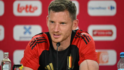 Belgium's defender #05 Jan Vertonghen attends a press conference at the team base camp in Ludwigsburg on June 18, 2024, a day after their first group match against Slovakia. (Photo by THOMAS KIENZLE / AFP) (Photo by THOMAS KIENZLE/AFP via Getty Images)