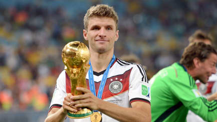 Der größte Triumph seiner Nationalelf-Karriere: Thomas Müller mit dem WM-Titel 2014.