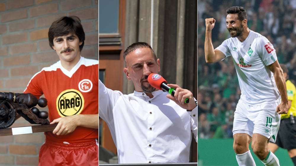Von links: Klaus Allofs, Franck Ribery, Claudio Pizarro