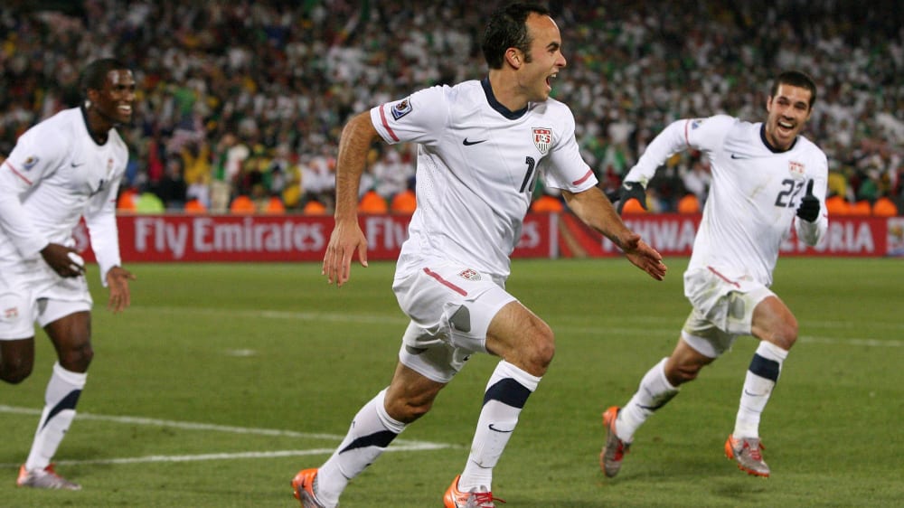 Landon Donovan bejubelt das 1:0 der USA gegen Algerien bei der WM 2010.