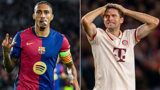 Barcelonas Raphinha jubelt, Bayerns Thomas Müller hadert.