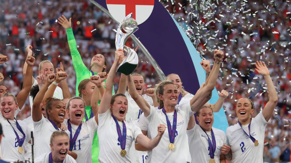 Gewannen den EM-Titel 2022 im eigenen Land: Englands Fußball-Nationalmannschaft der Frauen.