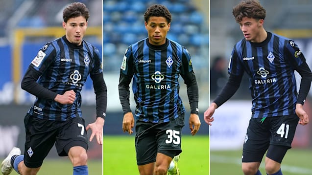 Lovis Bierschenk, Djayson Mendes und Denis Kryeziu zählen zu den jungen Spielern, die aktuell Einsatzzeit beim SV Waldhof sammeln.