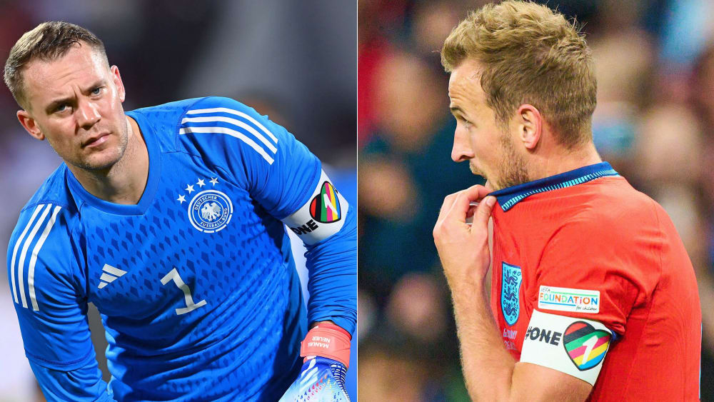 Verzichten auf das Tragen der One-Love-Binde": DFB-Kapitän Manuel Neuer und Englands Spielführer Harry Kane.