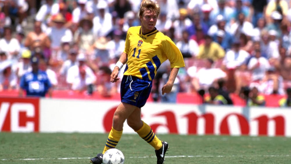 Tomas Brolin (Schweden) im Spiel um Platz 3 der WM 1994 gegen Bulgarien.&nbsp;